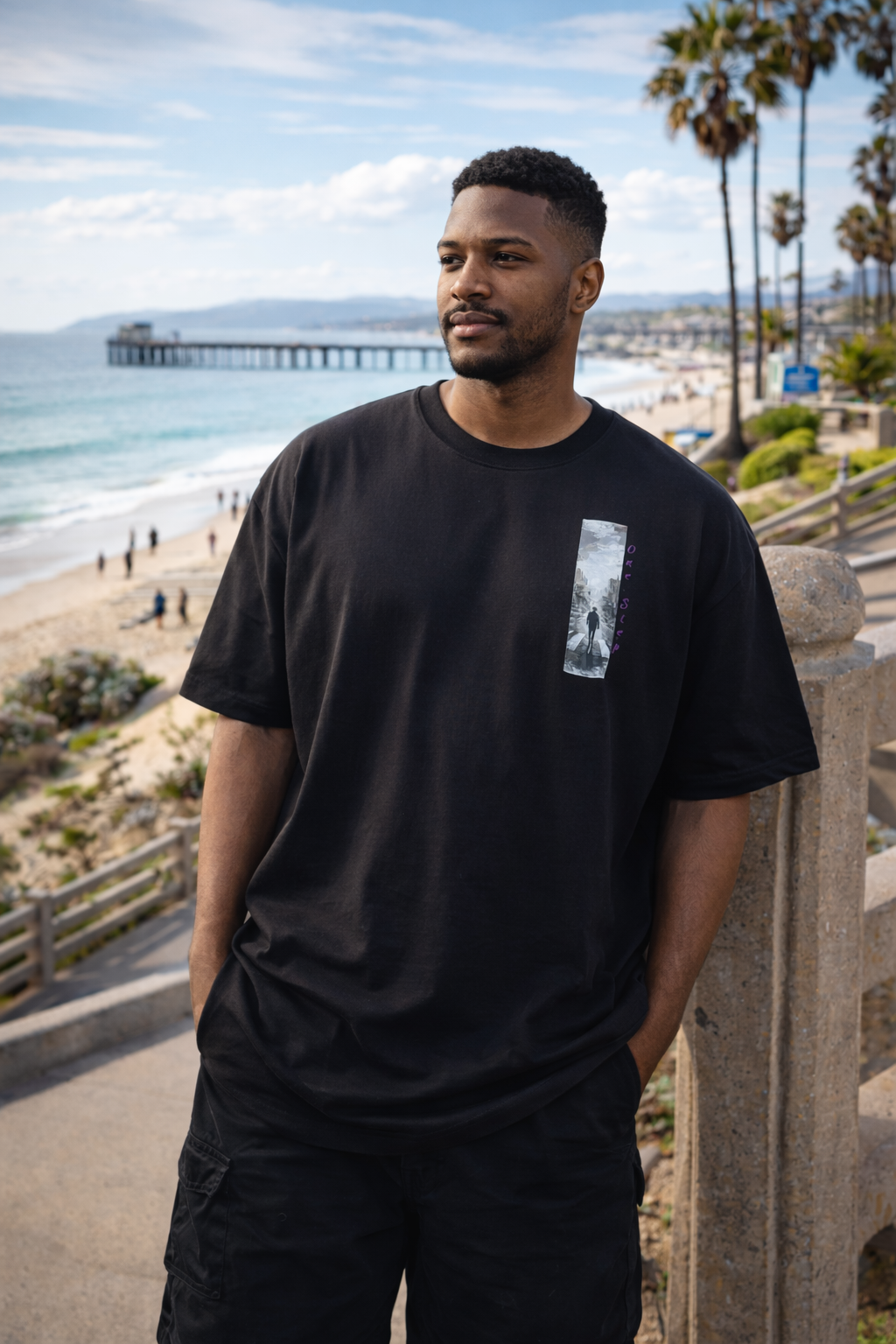 Tee shirt oversize LOST - Noir