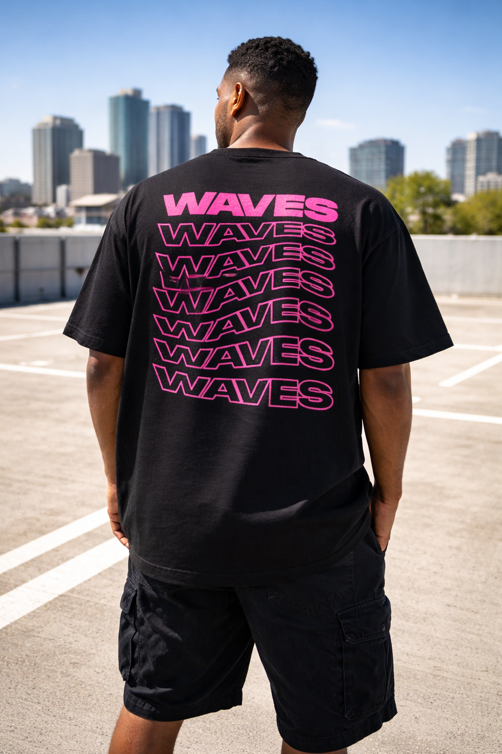 Tee shirt oversize WAVES - Noir