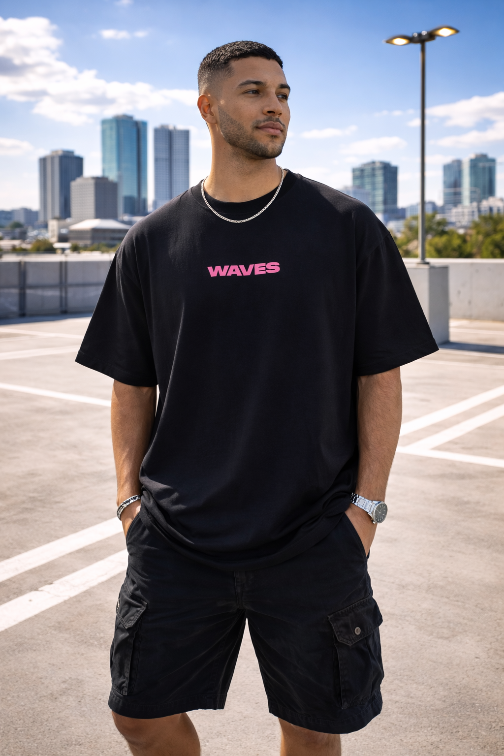 Tee shirt oversize WAVES - Noir